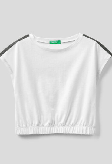 Cropped-T-Shirt mit Details aus Lurex