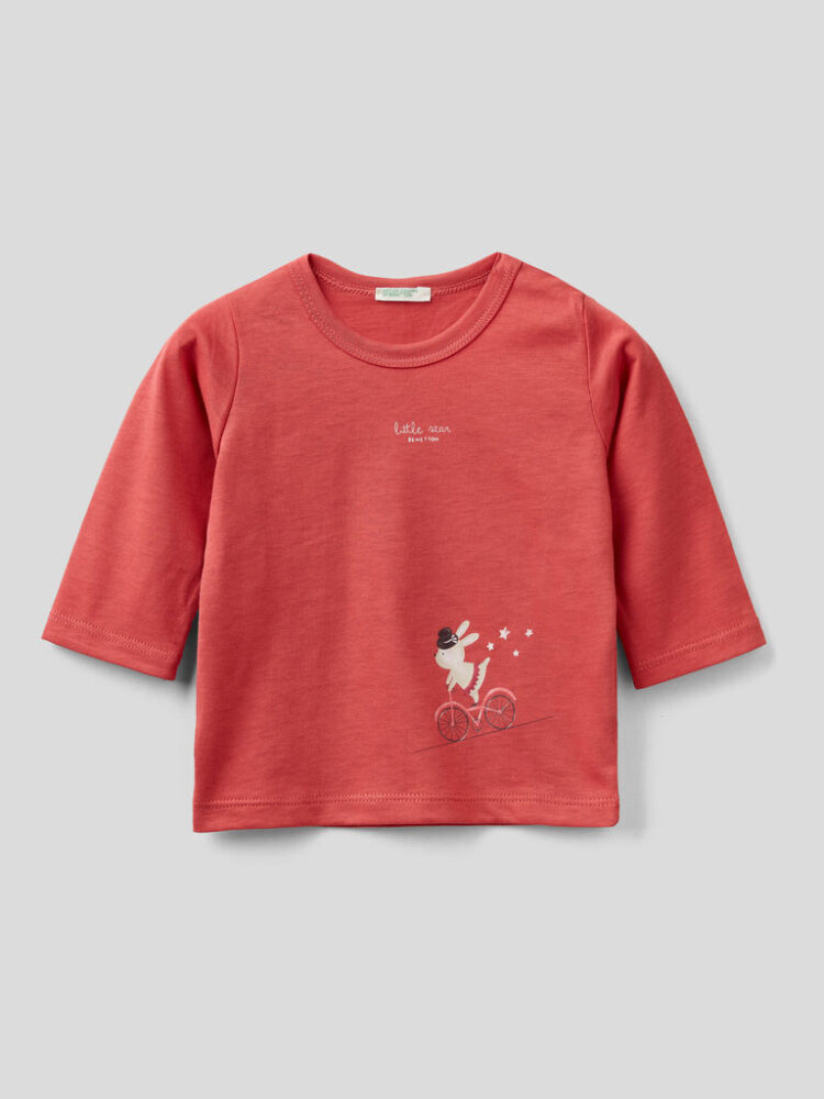 Warmes T-Shirt aus Bio-Baumwolle mit Print