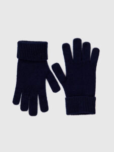 Dunkelblaue Handschuhe aus reiner Merinowolle