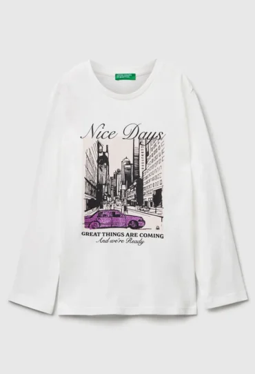 T-Shirt mit Glitzer-Print