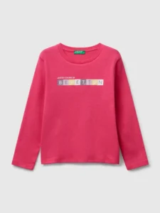 Baumwoll-T-Shirt mit Glitzer-Logo