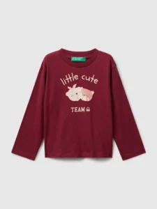 Baumwoll-T-Shirt mit Glitzer-Print