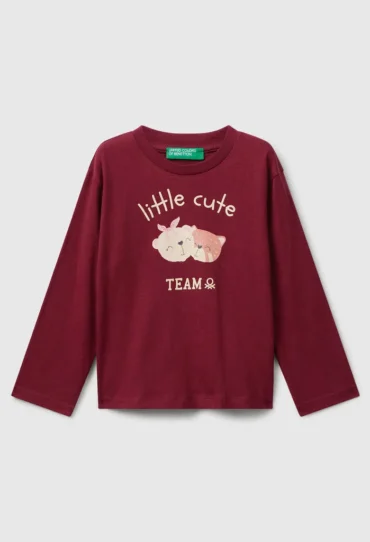 Baumwoll-T-Shirt mit Glitzer-Print