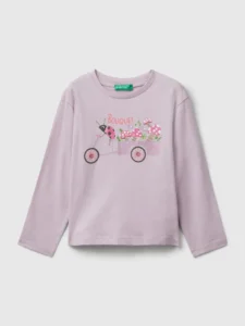 Baumwoll-T-Shirt mit Glitzer-Print