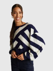 Kurzer Regimentspullover mit Streifen