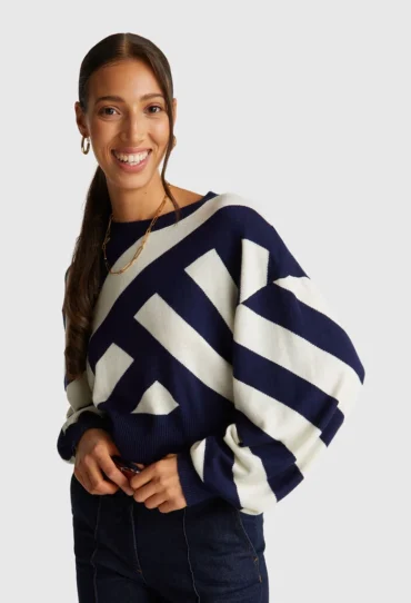 Kurzer Regimentspullover mit Streifen