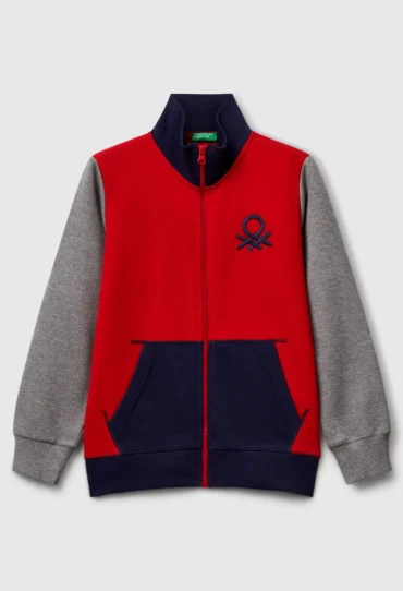 Sweatshirt aus reiner Baumwolle mit Reißverschluss