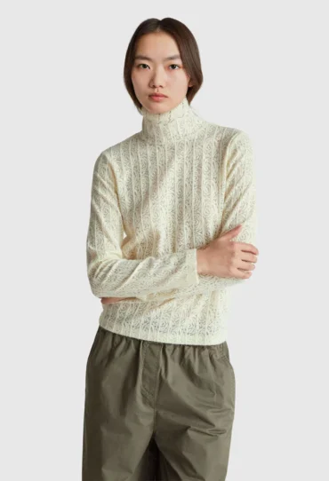 Slim Fit Spitzenbluse