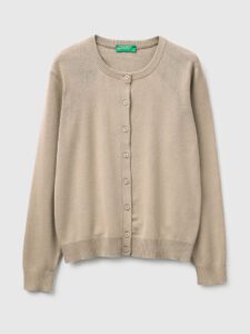 Beige Strickjacke aus Trikotbaumwolle