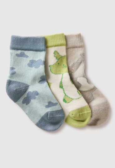 Drei Paar gemusterte Socken