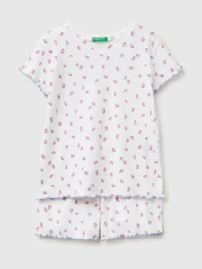 Gerippter, gemusterter kurzer Pyjama