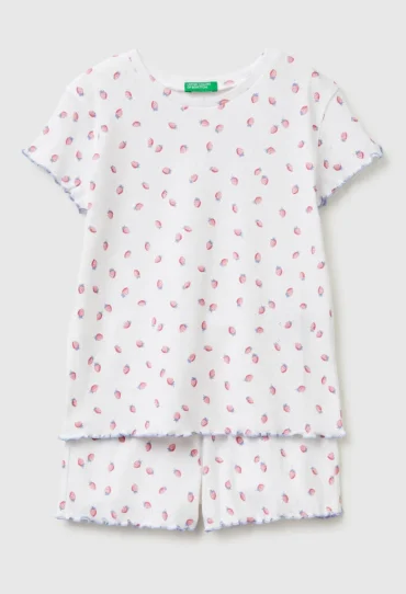 Gerippter, gemusterter kurzer Pyjama