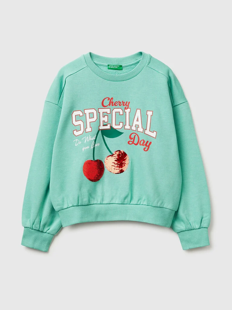 Sweatshirt mit Aufdruck und Pailletten