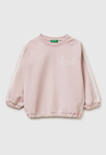 Sweatshirt mit Spitze und Stickerei