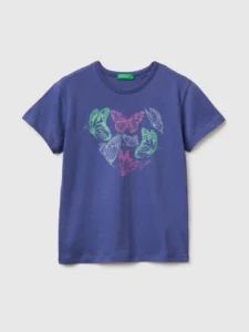 T-Shirt mit Aufdruck und Glitzer