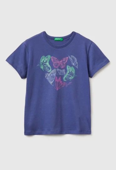 T-Shirt mit Aufdruck und Glitzer