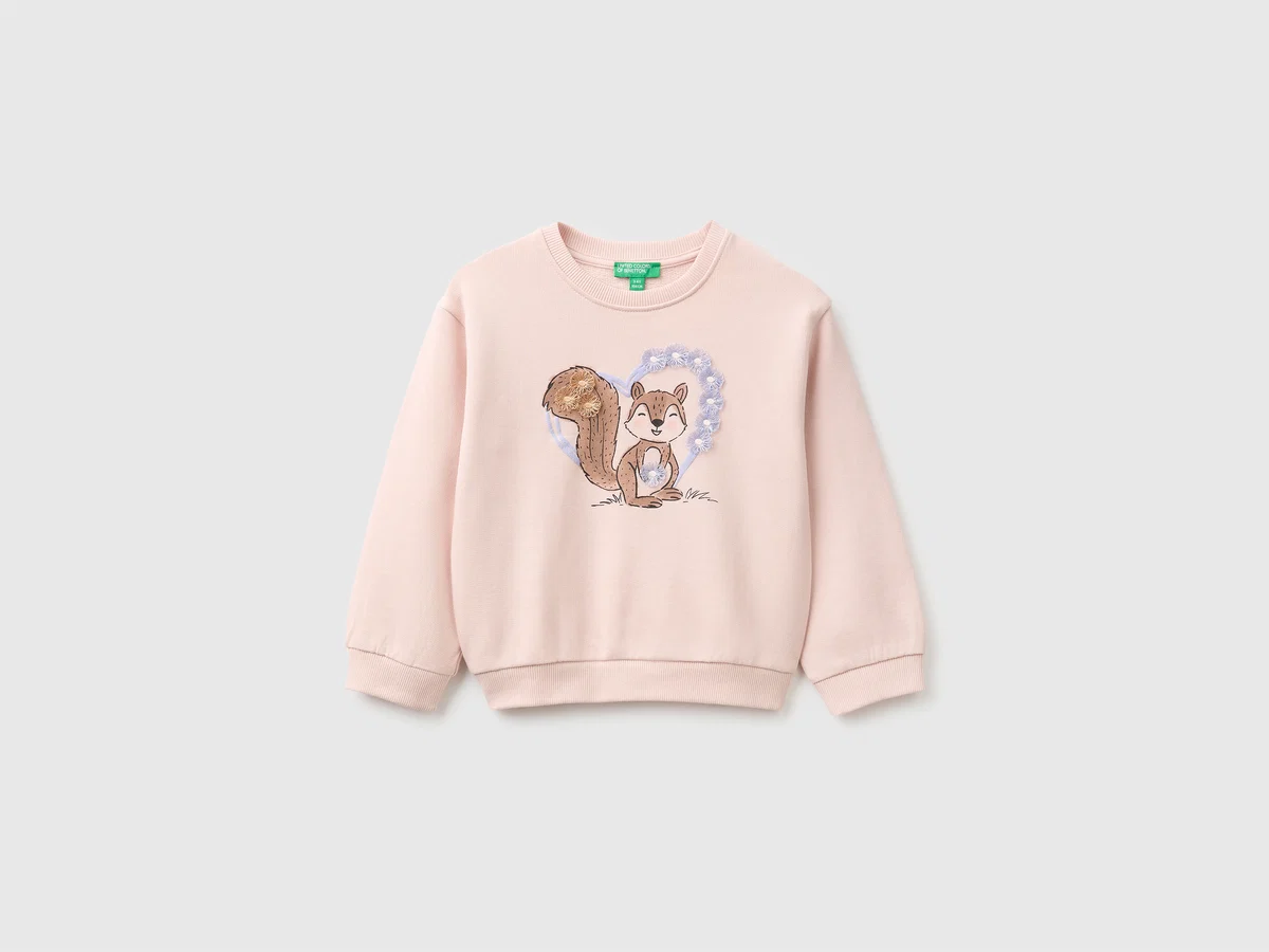 Sweatshirt mit Aufdruck und Stickerei aus Bio-Baumwolle