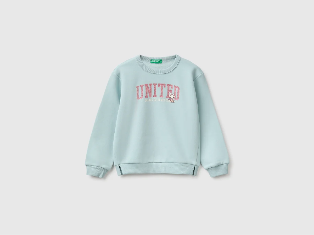 Geschlossenes Sweatshirt mit Glitzerdruck