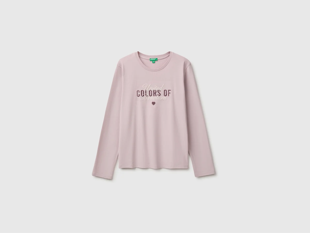 Langärmeliges T-Shirt mit Stickerei