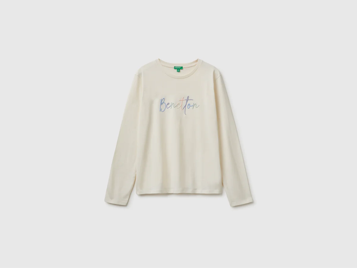 Langärmeliges T-Shirt mit Stickerei