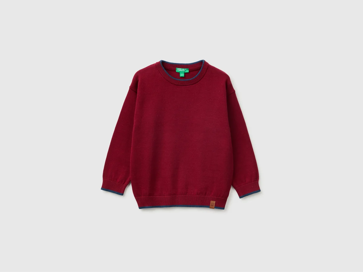 Pullover aus 100 _ Baumwolle mit kontrastierenden Kanten