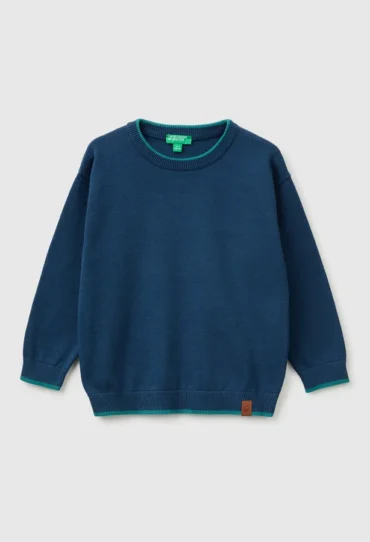 Pullover aus 100 % Baumwolle mit kontrastierenden Kanten