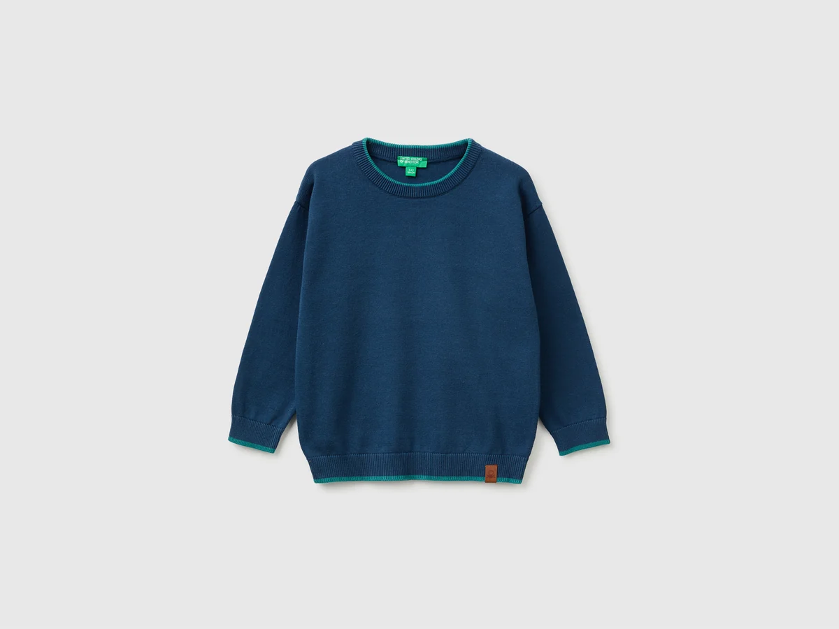 Pullover aus 100 _ Baumwolle mit kontrastierenden Kanten